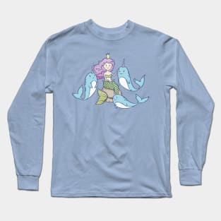 Fairy Little Mermaid and Narwhals Long Sleeve T-Shirt